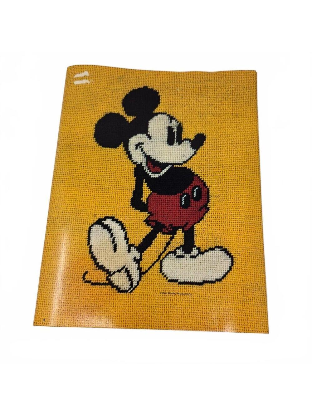 Vintage Walt Disney Mickey Mouse School Pocket Folder Yellow Portfolio Retro 80s